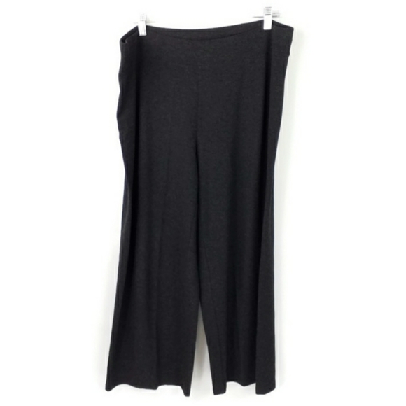 Eileen Fisher Dark Charcoal Gray Wide Leg Pull-On Cropped Pants Womens Large - Picture 1 of 11